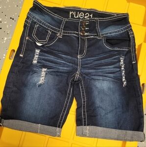 Rue21 Blue Jean Shorts with Distressed Details